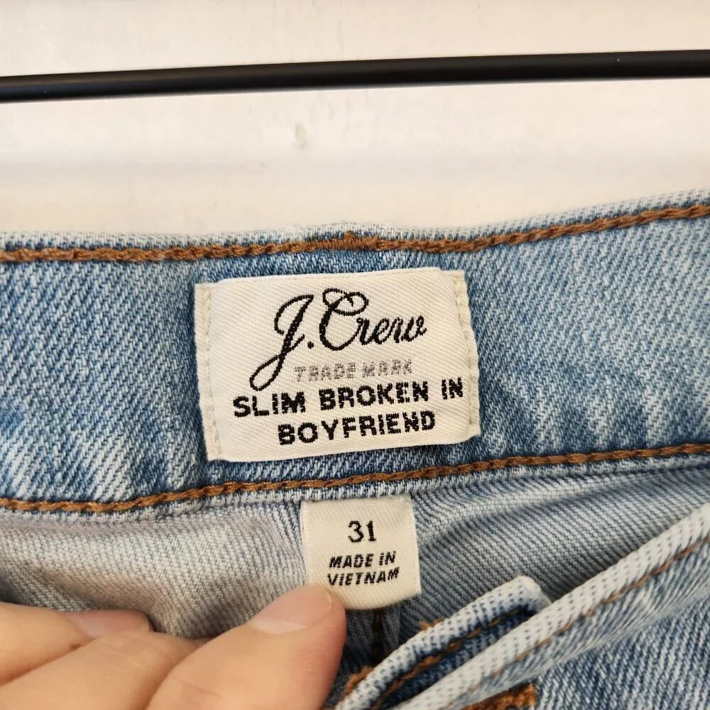 J. Crew Slim Broken In Boyfriend Jeans Light Wash Denim Women's 31